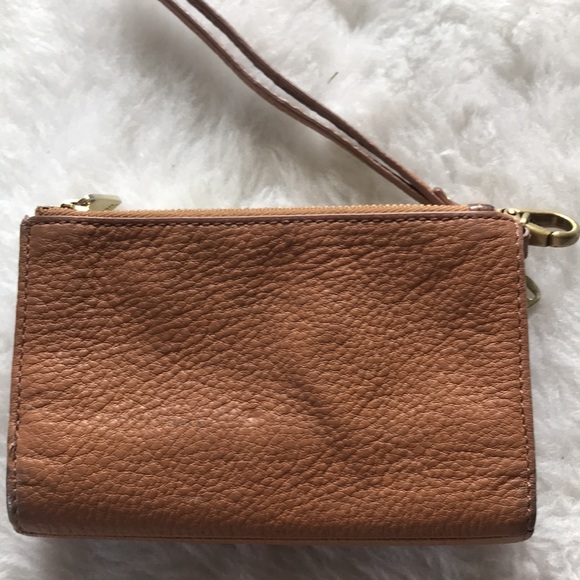 Fossil color block tan red trifold wallet clutch - Picture 10 of 12